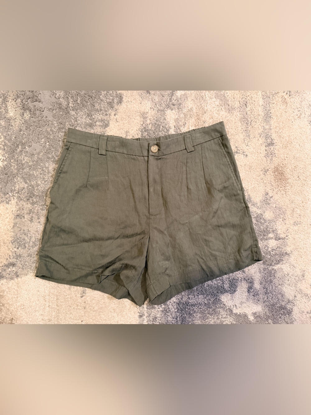 A New Day Olive Green High-Waist Linen Blend Shorts